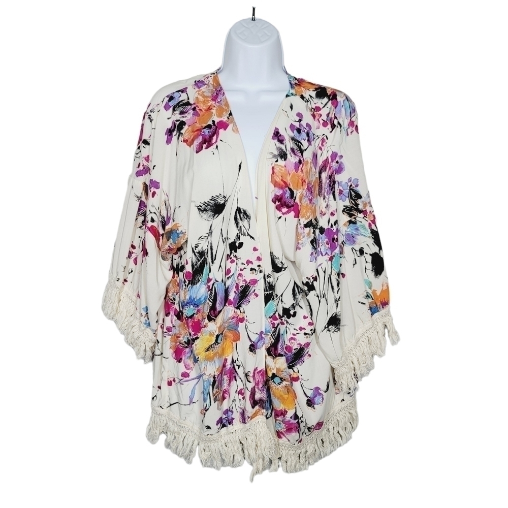 Umgee Boho Floral Print Open Front Cardigan